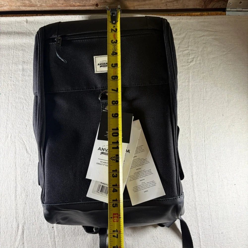 Anvanda V2 Backpack Unisex Medium Kodura Black Leather USB Charging Port NWT